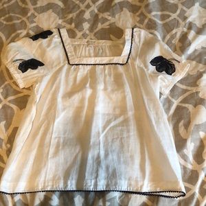 J crew embroidered navy floral details shirt